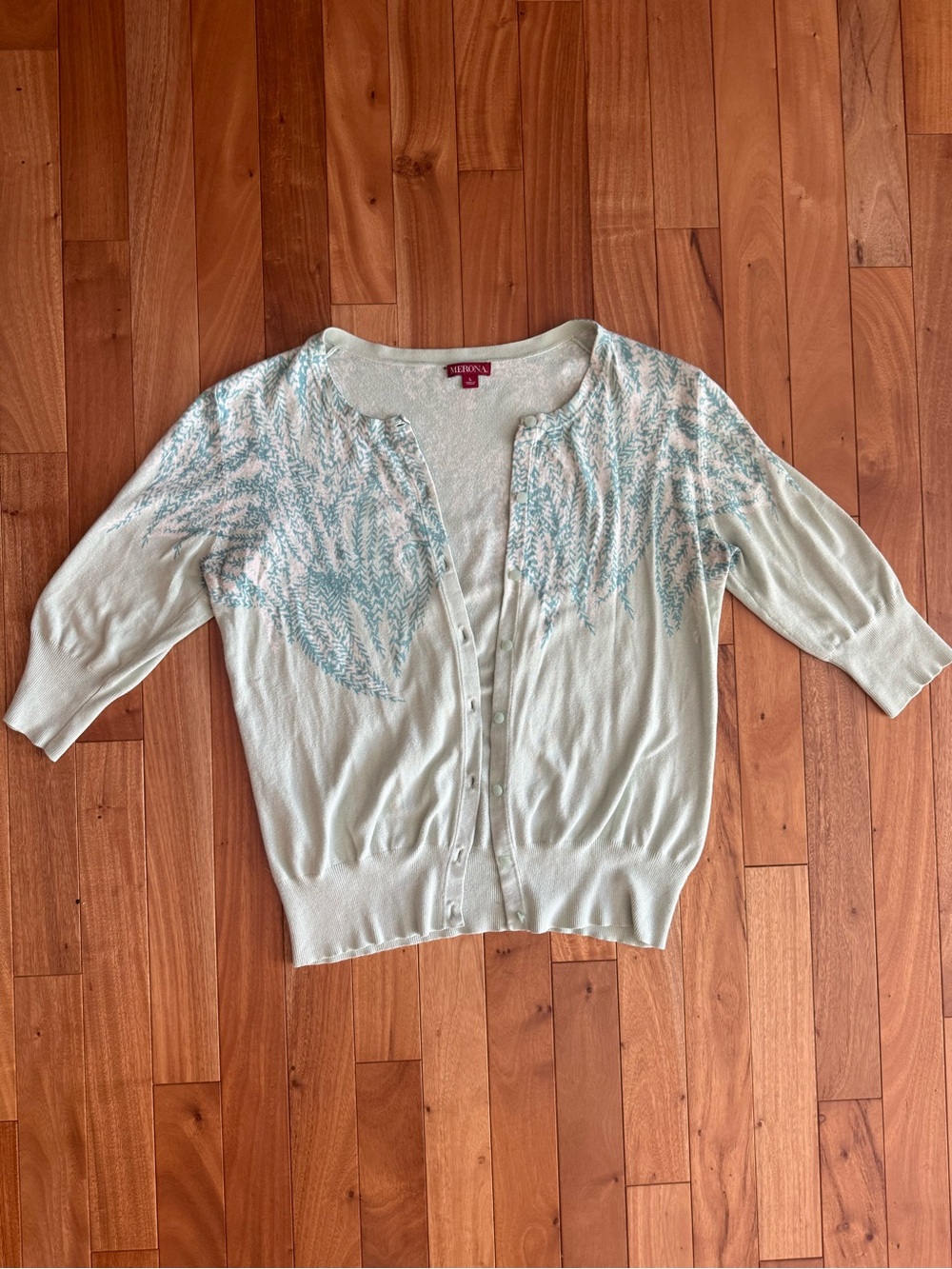 Merona Mint Green Embroidered Button-Front Cardigan